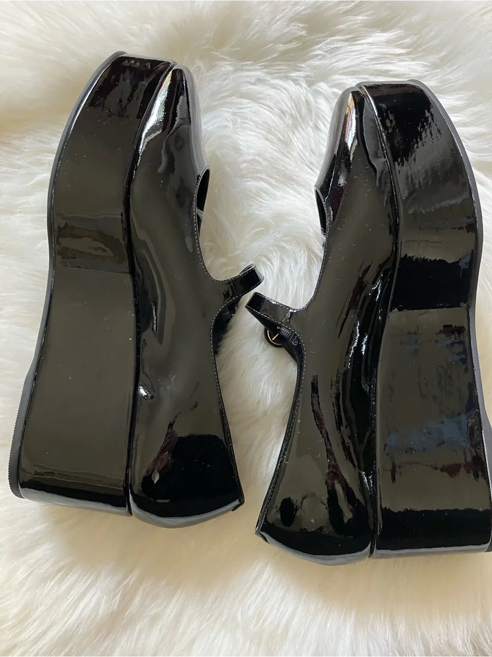 LARROUDE Black Patent Leather Blair Ballet Flatform Platform Mary Janes 10 NEW